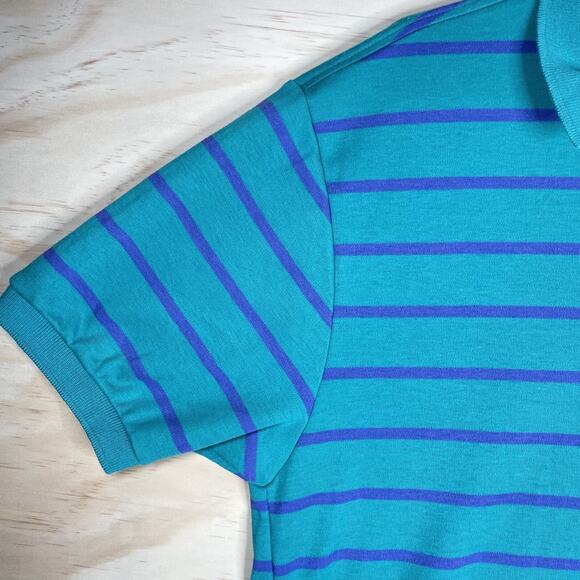 VTG‎ L.L. Bean Polo Shirt Men’s L Tall Blue Purple Stripe Y2K 90s Preppy Casual - Picture 3 of 7